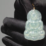 Load and play video in Gallery viewer, 18K Yellow Gold Highly Translucent Quan Yin Jadeite Jade Pendant
