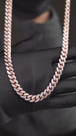 Load and play video in Gallery viewer, 18K Rose Gold Diamond Cuban Links Chain (22inches)
